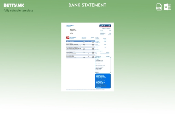 модерен стил Обединетото Кралство шаблон ексел за извод од банка низ целата земј